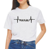 Nurse Heartbeat Letter Print Women Tshirt Short Sleeve Casual Funny Tee Shirt Femme Harajuku T Shirt Women Tops Camisas Mujer