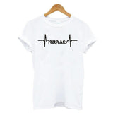 Nurse Heartbeat Letter Print Women Tshirt Short Sleeve Casual Funny Tee Shirt Femme Harajuku T Shirt Women Tops Camisas Mujer