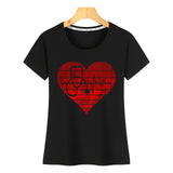 Tops T Shirt Women funny nurse valentines day heart O-Neck Vintage Short Female Tshirt